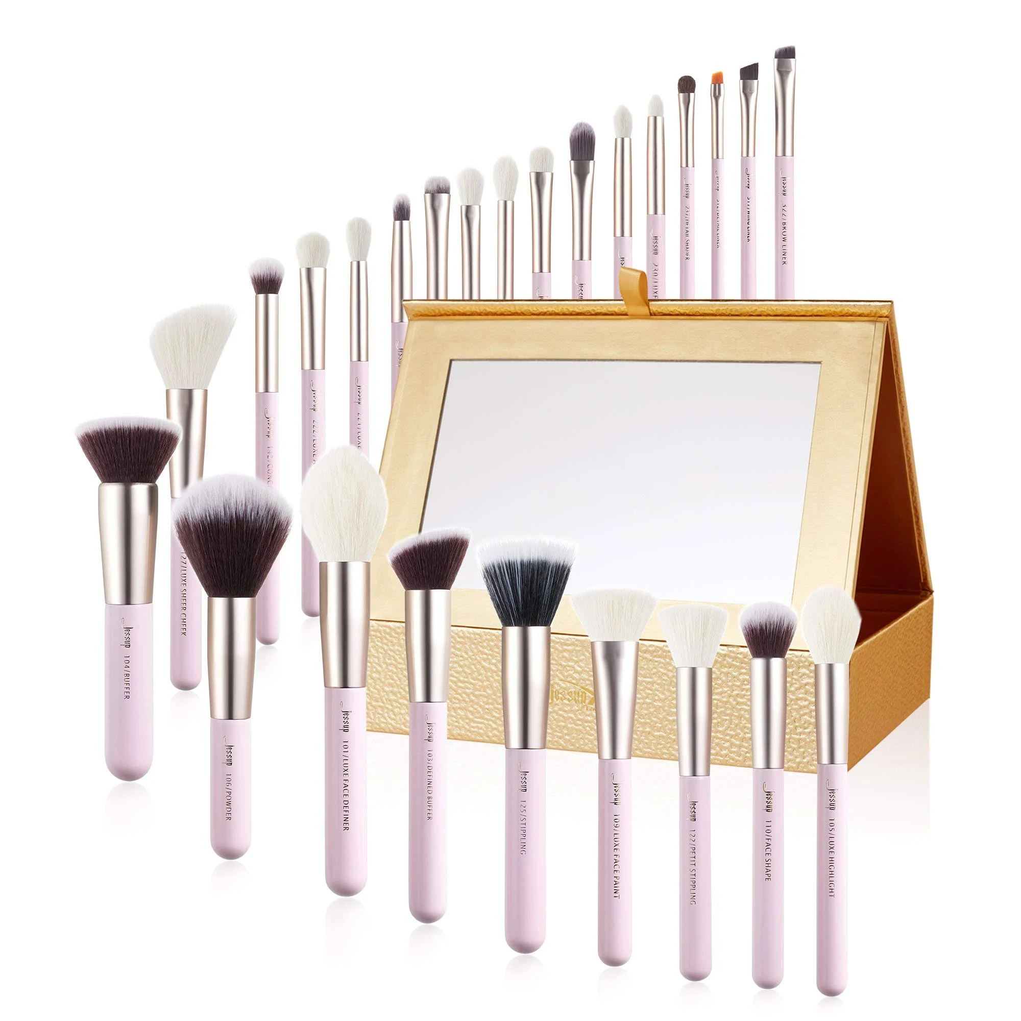 Pink Makeup Brush Set with Gift Storage Case - Jessup T295-25PCS with Storage Box