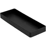 Rectangular Plastic Desk Organizer, Half Accessory Tray, Black