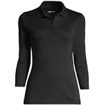 Lands' End Women's 3/4 Sleeve Cotton Interlock Polo