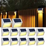 Solar Fence Lights Outdoor12 Pack Waterproof Solar Deck Lights Stainless Steel S