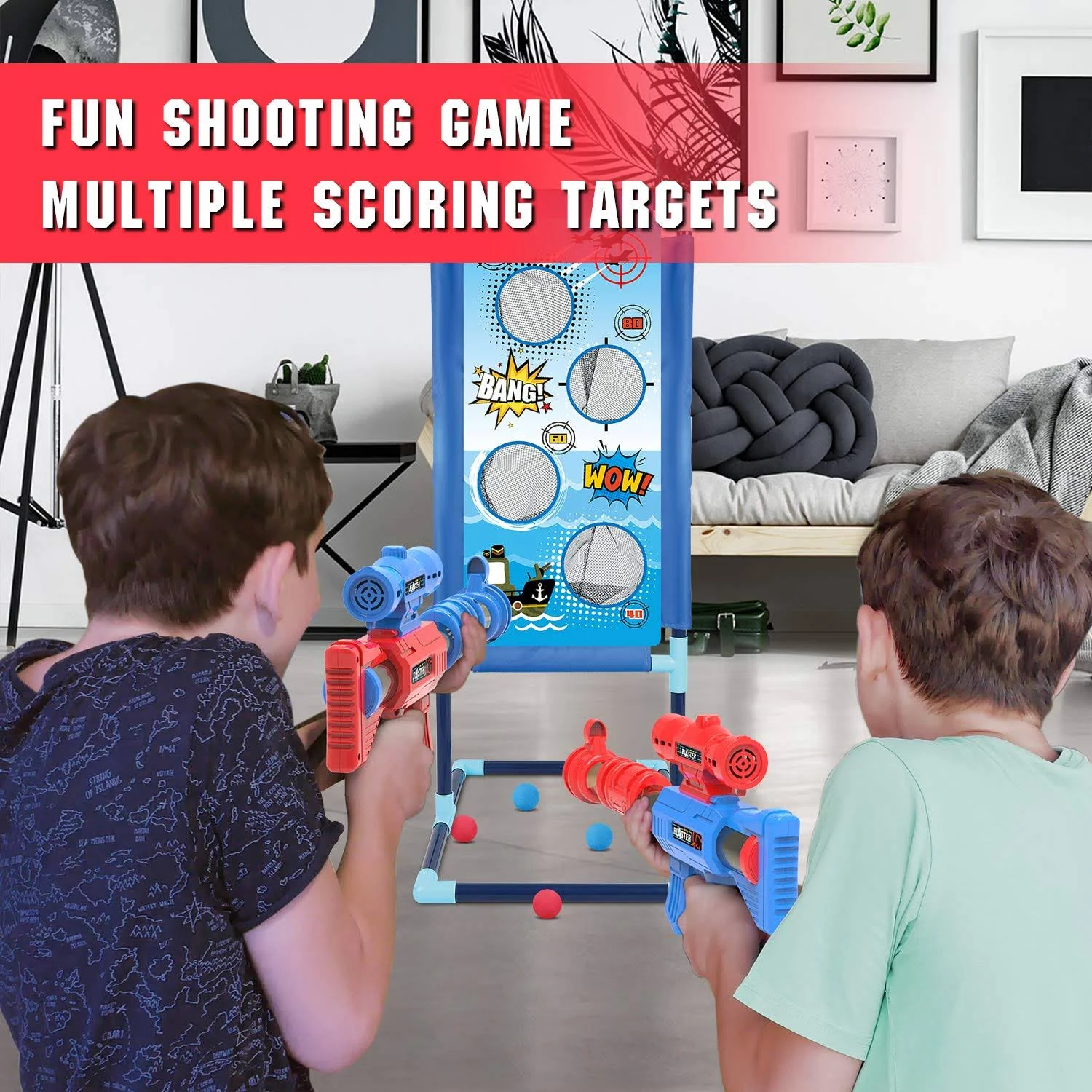 YEEBAY Shooting Game Toy for Age 6, 7, 8,9,10+ Years Old Kids, Boys - 2pk Foam &amp;