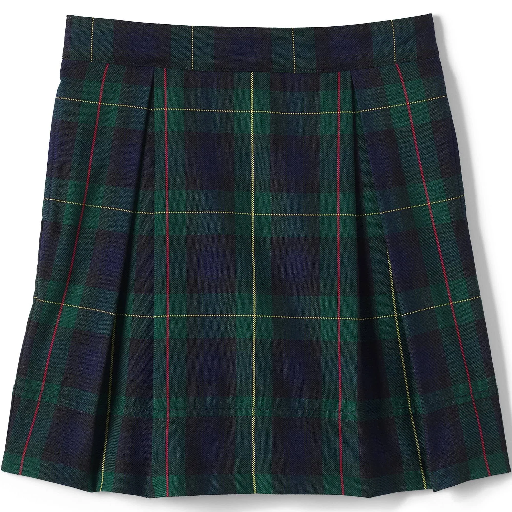 Lands' End School Uniform Girls Plaid Pleated Skort Top of Knee - 12 - Hunter/Classic Navy Plaid