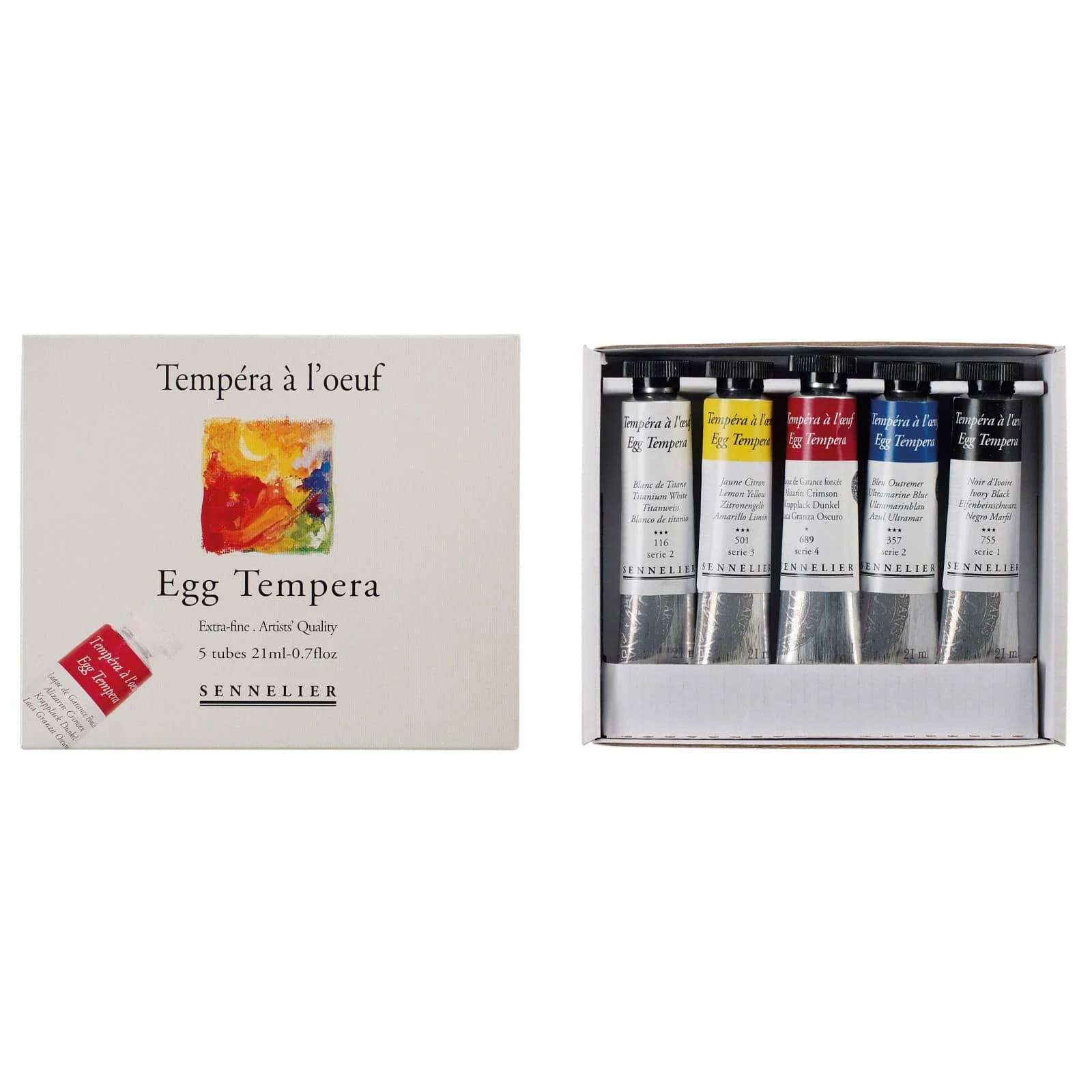 Sennelier Egg Tempera Set, 0.71 Fl Oz (Pack of 5), Assorted Colors