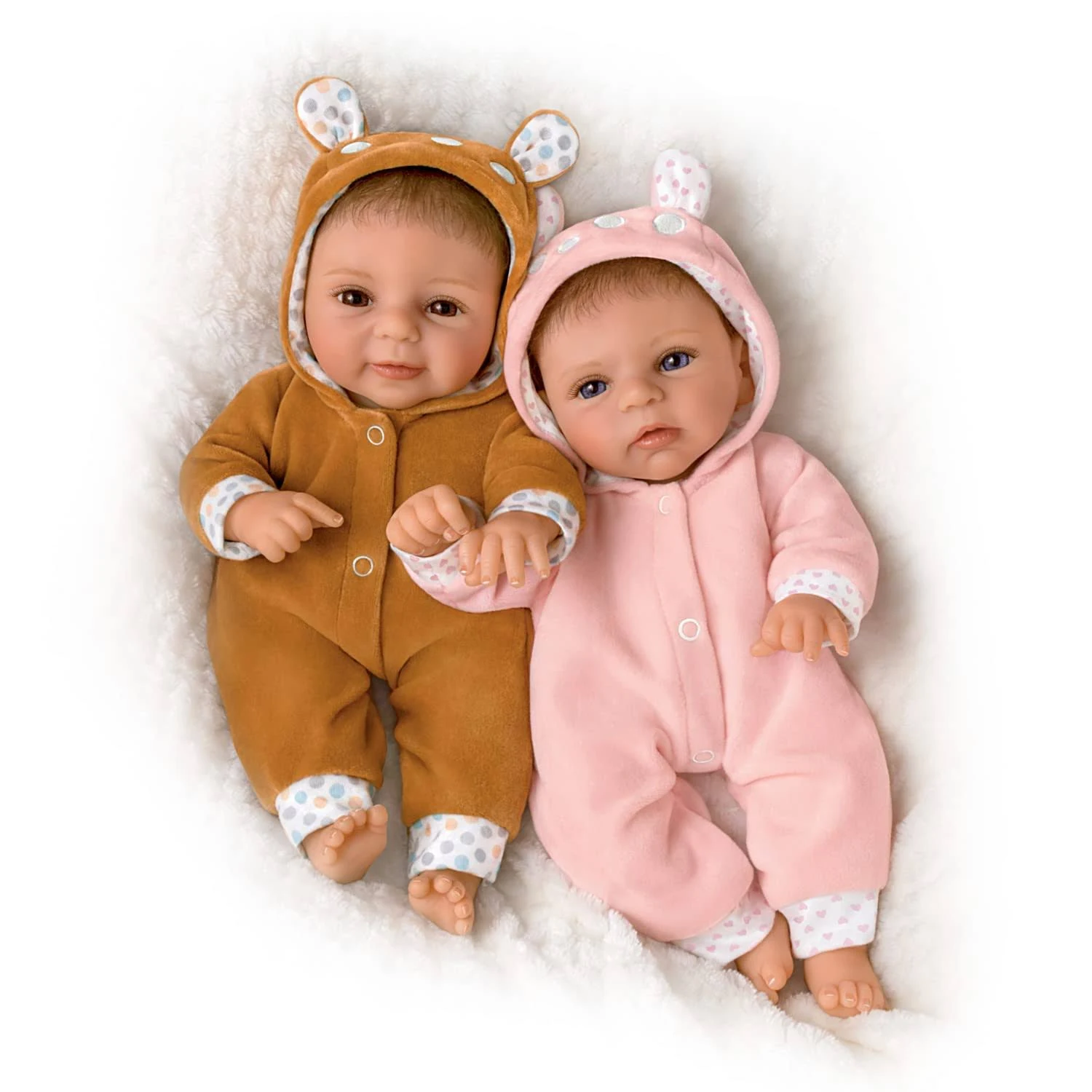 So Truly Real Sherry Rawn Oh Deer! The Twins are Here! Vinyl Baby Doll Set Featuring Deer Inspired Outfits