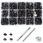 Heavy Duty Snap Fasteners Button Kit 70 Sets 15Mm 5/8&#034; Metal Snaps for Leather