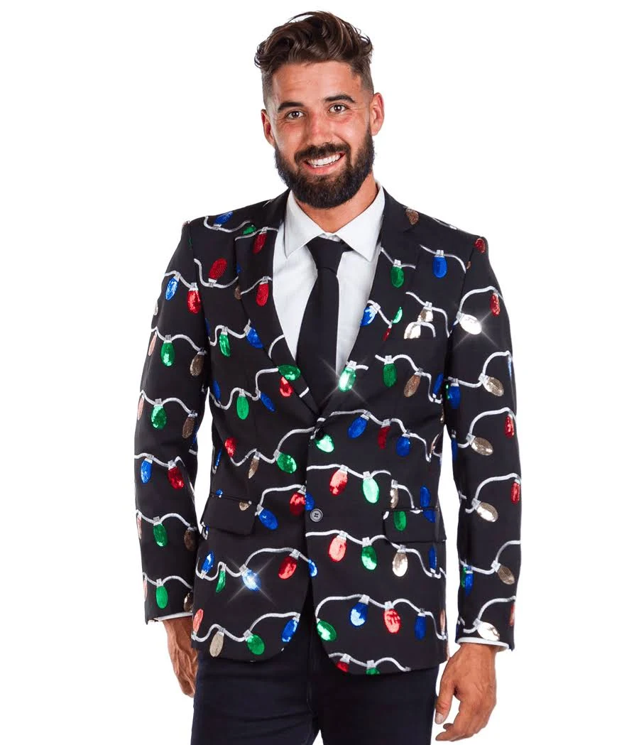 Sequin Tangle Wrangler Blazer with Tie: Men's Christmas Outfits | Tipsy Elves