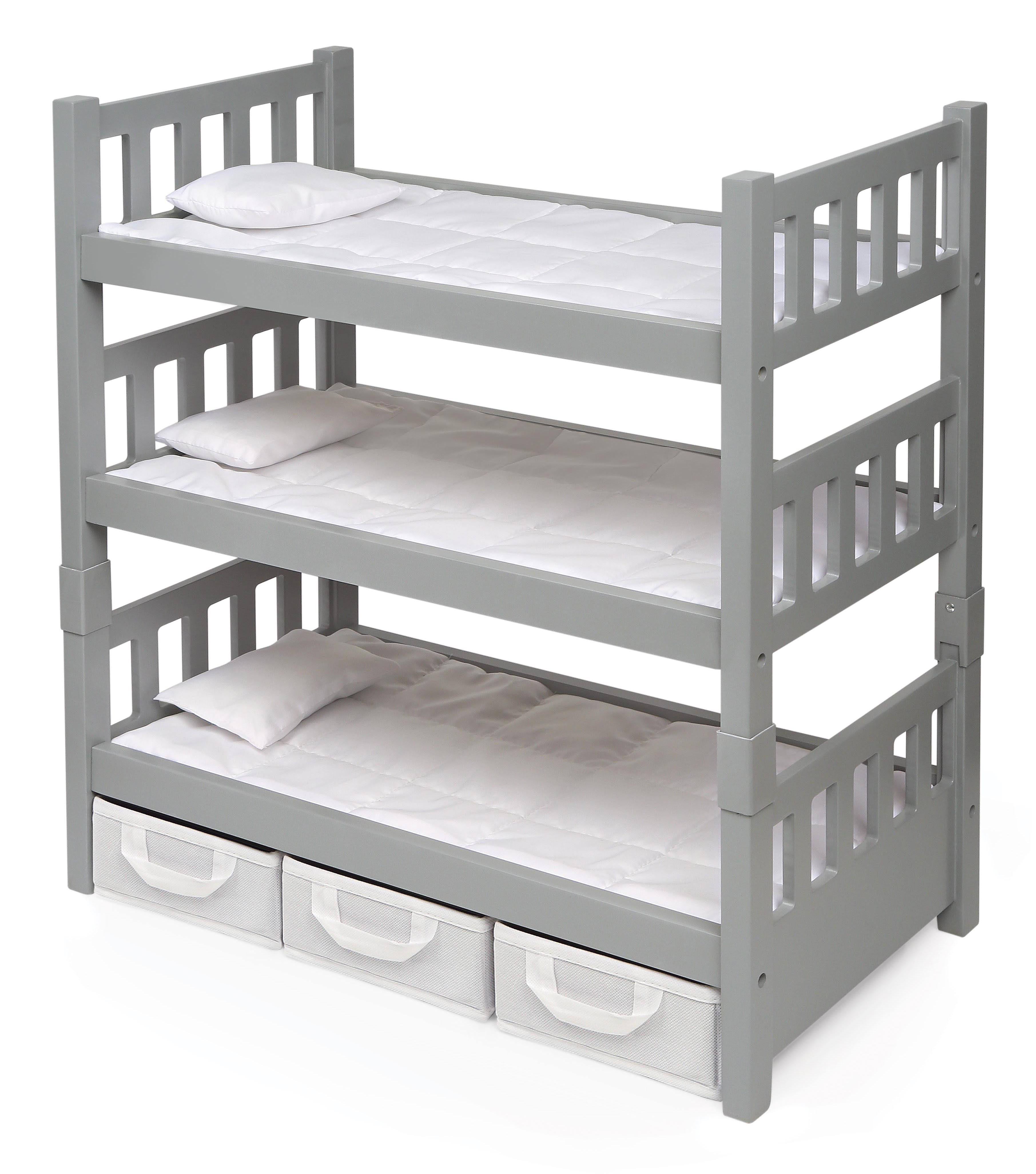 Badger Basket 1-2-3 Convertible Doll Bunk Bed with 3 Storage Baskets - Executive Gray