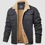 Men's Lined Sherpa Jacket - Warm Multi Pocket Trucker Coat