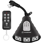 K KASONIC - Outdoor Light Timer, Waterproof Plug in Sensor Outlet Timer Switch, 100 ft Range Remote Control with 3 Grounded Electrical Outlets for Home and Garden, ELT Listed