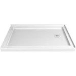 DreamLine Slimline 36"D x 48"W x 2 3/4"H Right Drain Double Threshold Shower Base, White