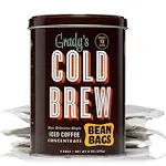 GRADY’S COLD BREW Coffee Pouches | New Orleans Style | 100% Arabica Ground Coffee & Chicory | Coffee Can with 4 Easy-to-Brew Bean Bags | Makes 12 drinks