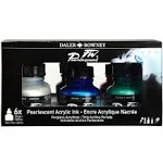 Daler Rowney FW Acrylic Ink Pearlescent Set 6 x 29.5ml with Marker