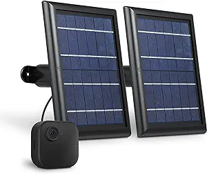 Wasserstein Solar Panel with Internal Battery - Compatible with Blink Outdoor 3/4 (2-Pack, Black) (Camera NOT Included)