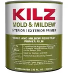 Kilz L204614 Mold & Mildew Interior/Exterior Primer, 1 Quart