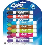 EXPO Low Odor Dry Erase Markers, Chisel Tip, Assorted Colors, 12 Count