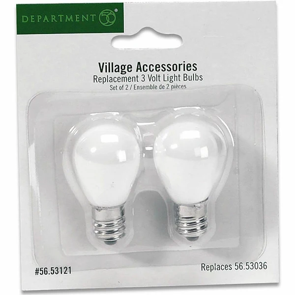 Department 56 Accessories for Villages Replacement 3-Volt Light Bulb, White, 2 Count (Pack of 1)