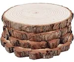 Natural Round Discs Rustic Wood Slices 4 PCS 9-10 inch Unfinished Wood kit Ci...