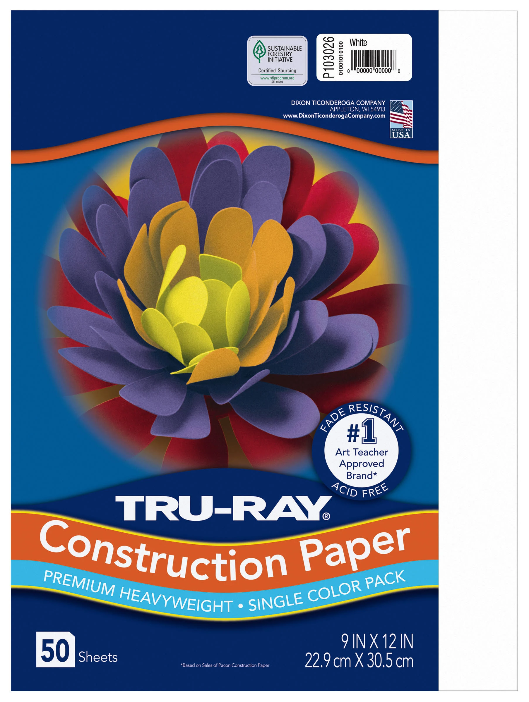 Pacon Tru-Ray Construction Paper, 76 lbs., 9 x 12, Festive Red, 50