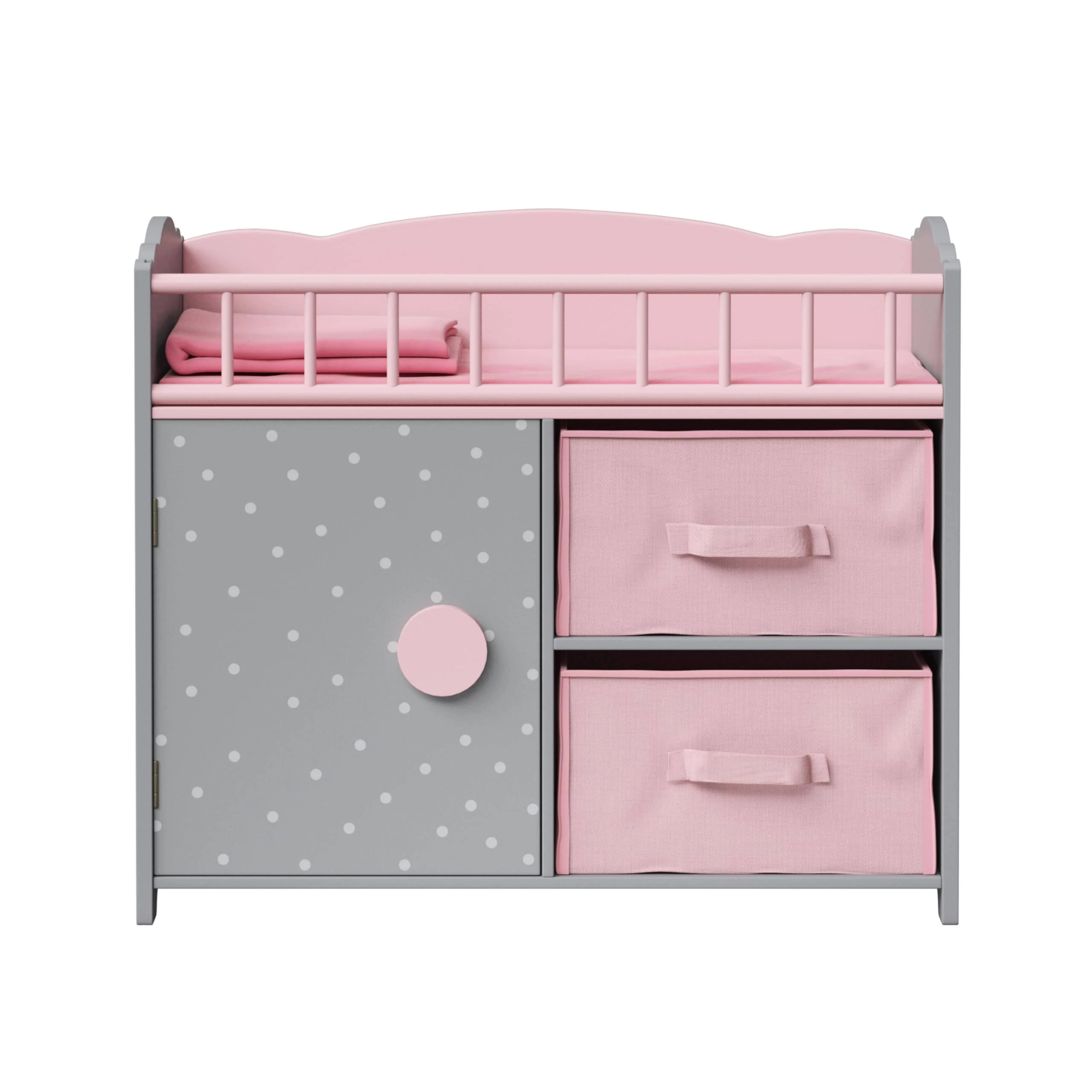 Olivia's Little World Polka Dots Princess Baby Doll Crib with Cabinet