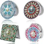 Marsui 4 Pcs Diamond Painting Compact Mirror Diamond Art Kits for Adults DIY Pocket Mirror with Diamond Art Cover Portable Folding Purse Diamond Mirror for Women(Mandala)