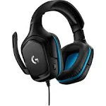 Logitech G432 Wired Gaming Headset, 7.1 Surround Sound, DTS Headphone:X 2.0, Flip-to-Mute Mic, PC (Leatherette) Black/Blue, 7.2 x 3.2 x 6.8 inches