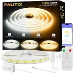 PAUTIX CCT COB LED Strip Light White Tunable 3200LEDs,CRI90+ 16.4ft/5m Dimmable 2700K-6500K 24V LED Tape Lights Kit,Work with Alexa/Google Assistant,for Under Cabinet Bedroom Kitchen DIY Lighting