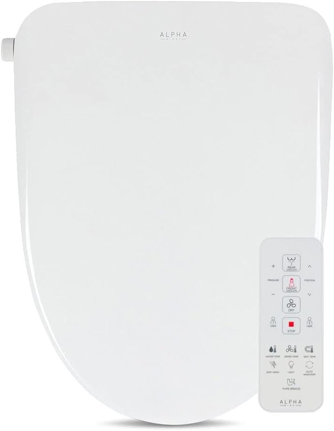 Alpha Bidet UX Pearl Bidet Toilet Seat in Elongated White Ultra Low Profile