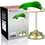 Newhouse Lighting Morgan Antique Green Adjustable Energy-Efficient LED Bankers Desk Lamp