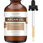 velona Argan Oil - 4 Fl Oz (With Dropper) | Morocco Oil For Hair Growth, Skin, Body and Face Care | Unrefined, Cold Pressed | 100% Natural and Moisturizing Carrier Oil | Cap Kit