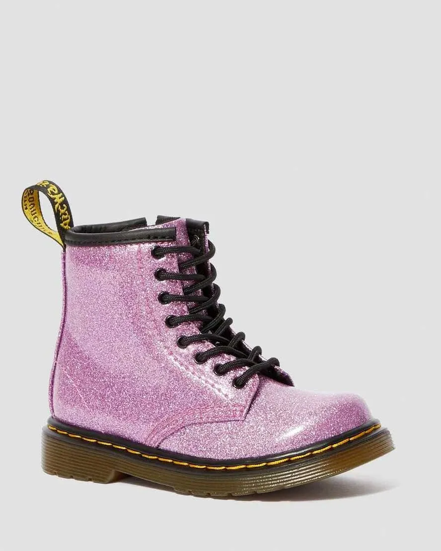 Girls (Size 2) Dr. Martens Dark Pink Coated Glitter Boots