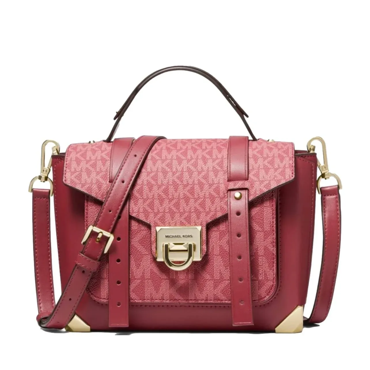 Michael Kors Berry Multi Manhattan Medium Top Handle School Leather Satchel Bag