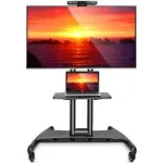 Rolling TV Cart Mobile TV Stand for 40-65 inch Flat Screen, LED, LCD, OLED, Plasma, Curved TV's - Universal Mount with Wheels