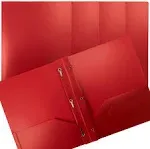 Better Office Products Red Plastic 2 Pocket Folders with Prongs Heavyweight L...