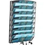 samstar 12 Pocket Hanging Wall File Organizer, Wall Mount Paper Folder Holder Letter Rack, Magazine Rack,Mesh Metal, Black