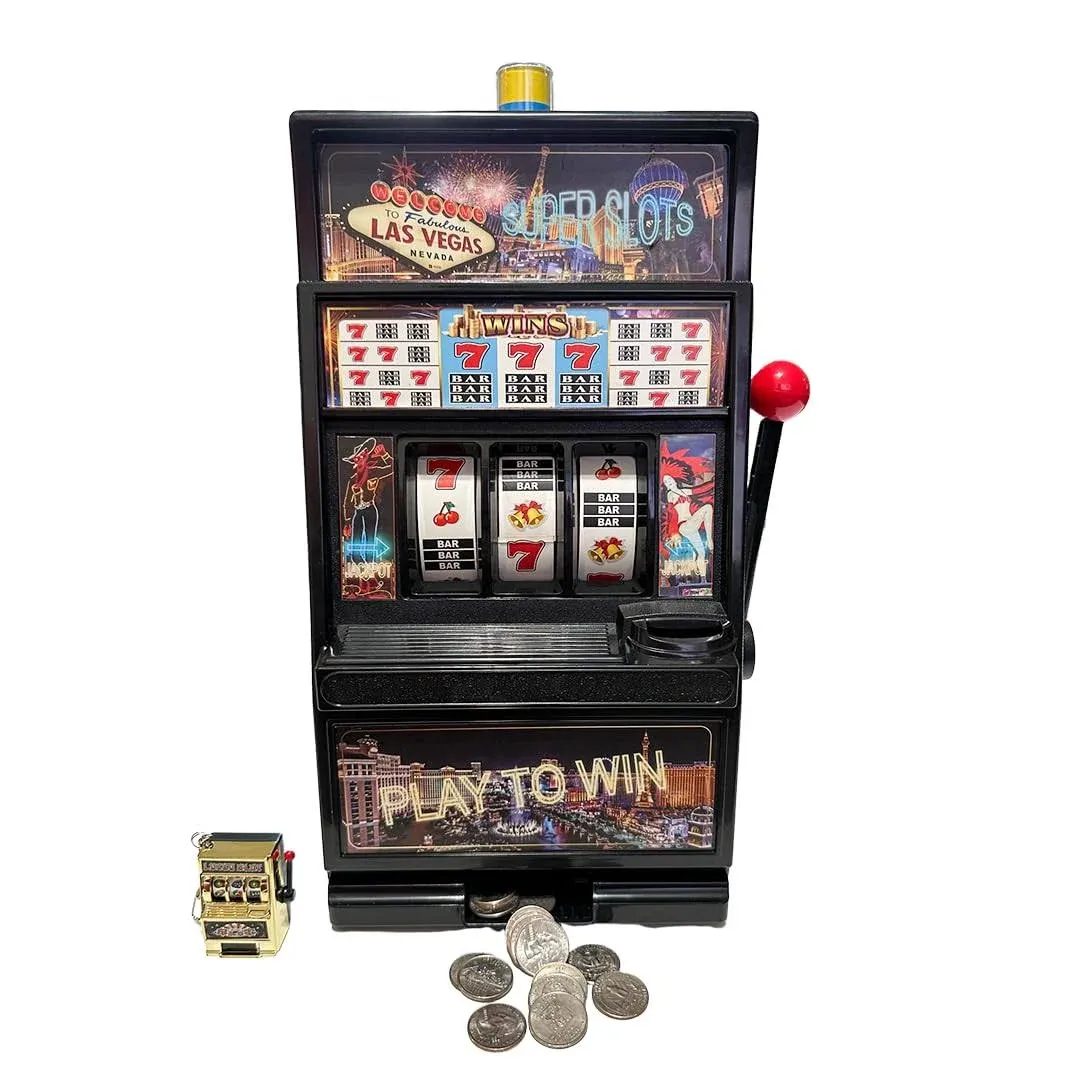 777 Las Vegas Jumbo Slot Machine Casino Toy Piggy Bank Replica with Flashing Lig