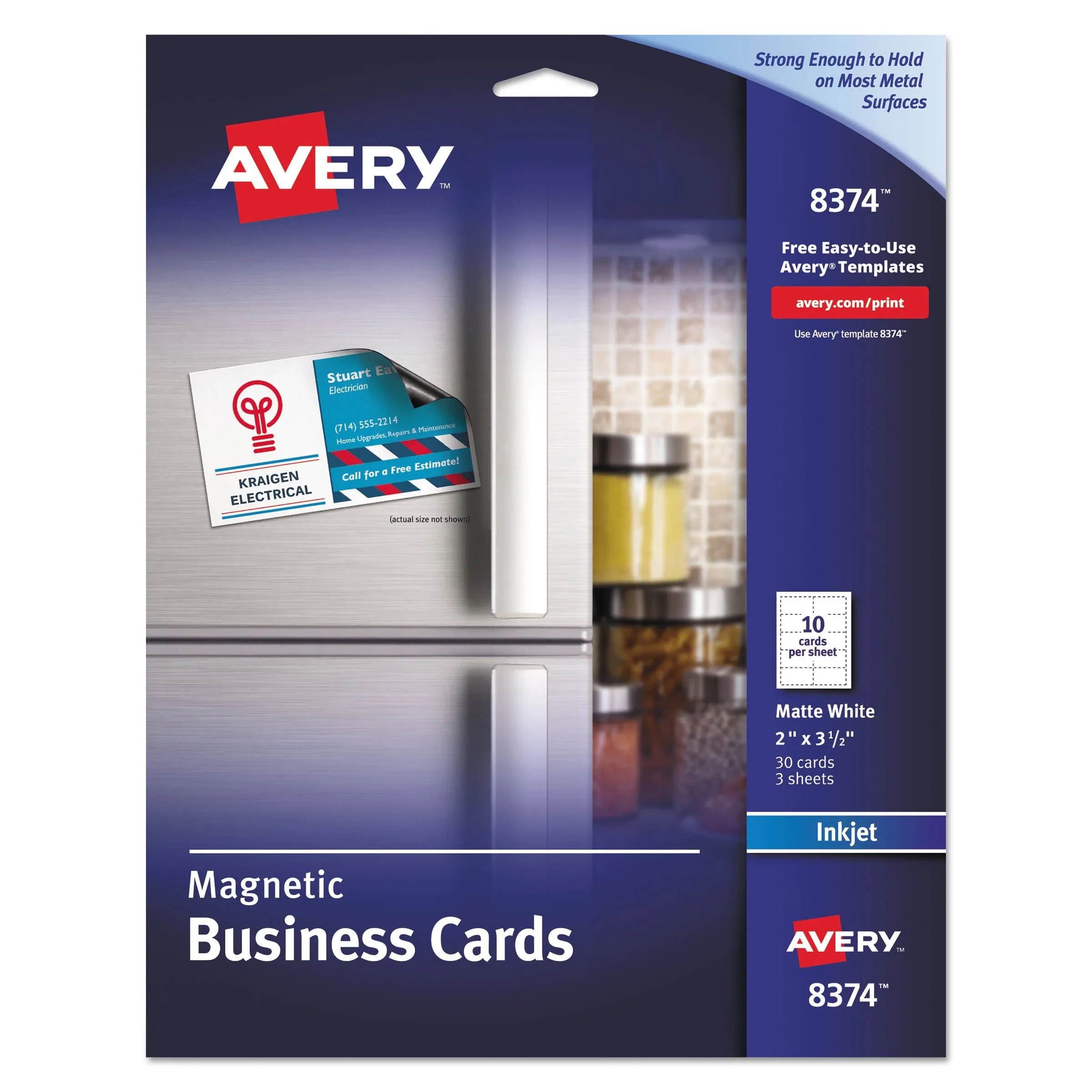 Avery Magnetic Printable Business Cards, 2" x 3.5" (8374)