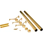 Outwater 8' Bar Foot Rail Kit - Complete Undercounter Mount Hardware and Tubing, Brass Finish