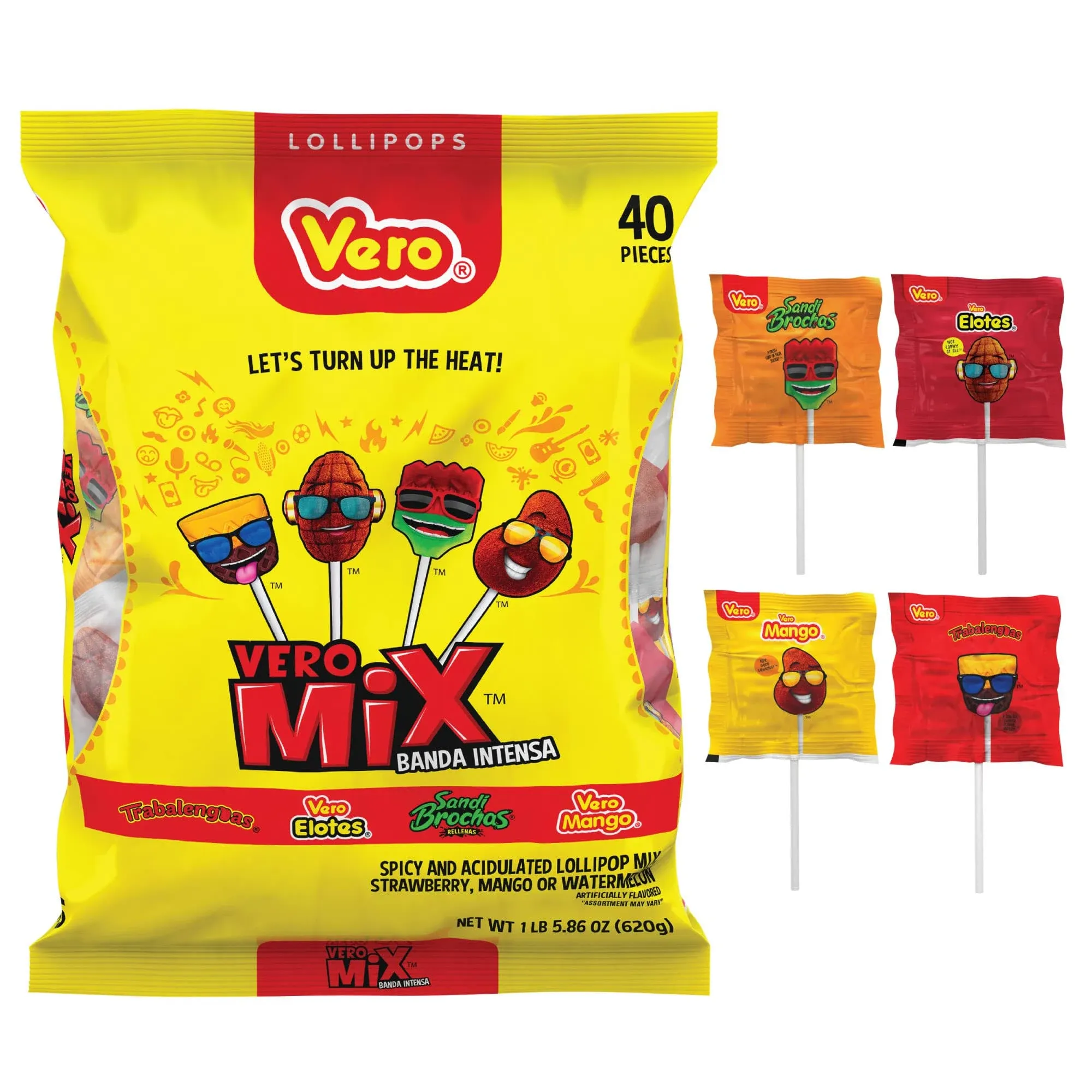 Vero Mix Banda de Fuego Mix Flavored Lollipops - 40 Count