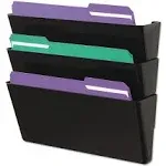 Universal Recycled Wall File Three Pocket Plastic Black