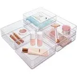 6-Piece Stackable Clear Drawer Organizer Set | 6&#034; x 6&#034; x 2&#034; Square Trays | Small