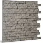 24 in. x 24 in. Ledge Stone PVC Seamless 3D Wall Panels in Dark Urban Cement (1-Piece)