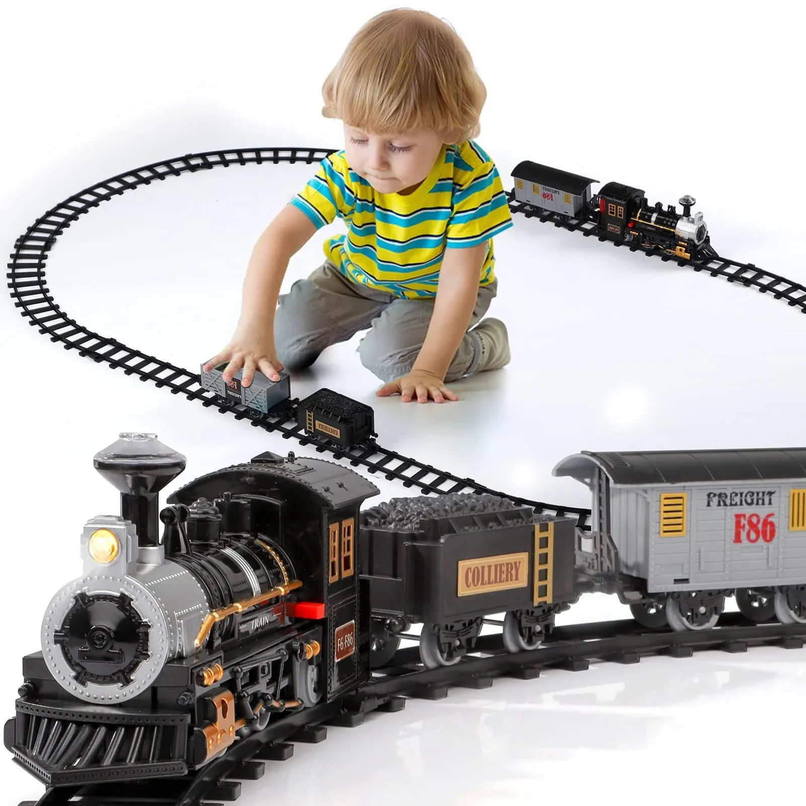 Christmas Train Set for  Battery-Powere<wbr/>d Train Toys with Sounds Include 4 Car...