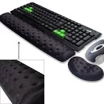 Brila Memory Foam Mouse & Keyboard Wrist Rest Support Pad Cushion Set for Computer, Laptop, Office Work, PC Gaming - Massage Holes Design - Easy