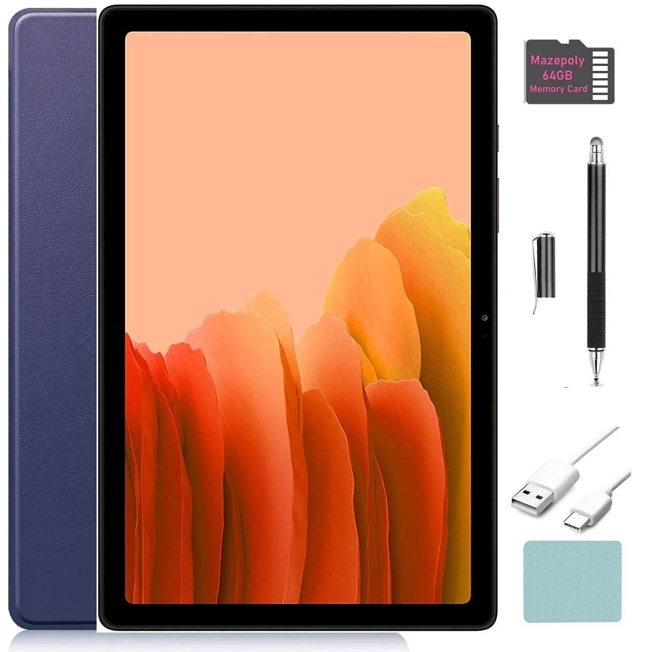 SAMSUNG Galaxy Tab A7 10.4-inch (2000x1200) Display Wi-Fi Only Tablet, Snapdragon 662, 3GB RAM, Bluetooth, Dolby Atmos Audio, 7040mAh Battery, Android 10 OS w/Mazepoly Accessories (64GB, Gold)