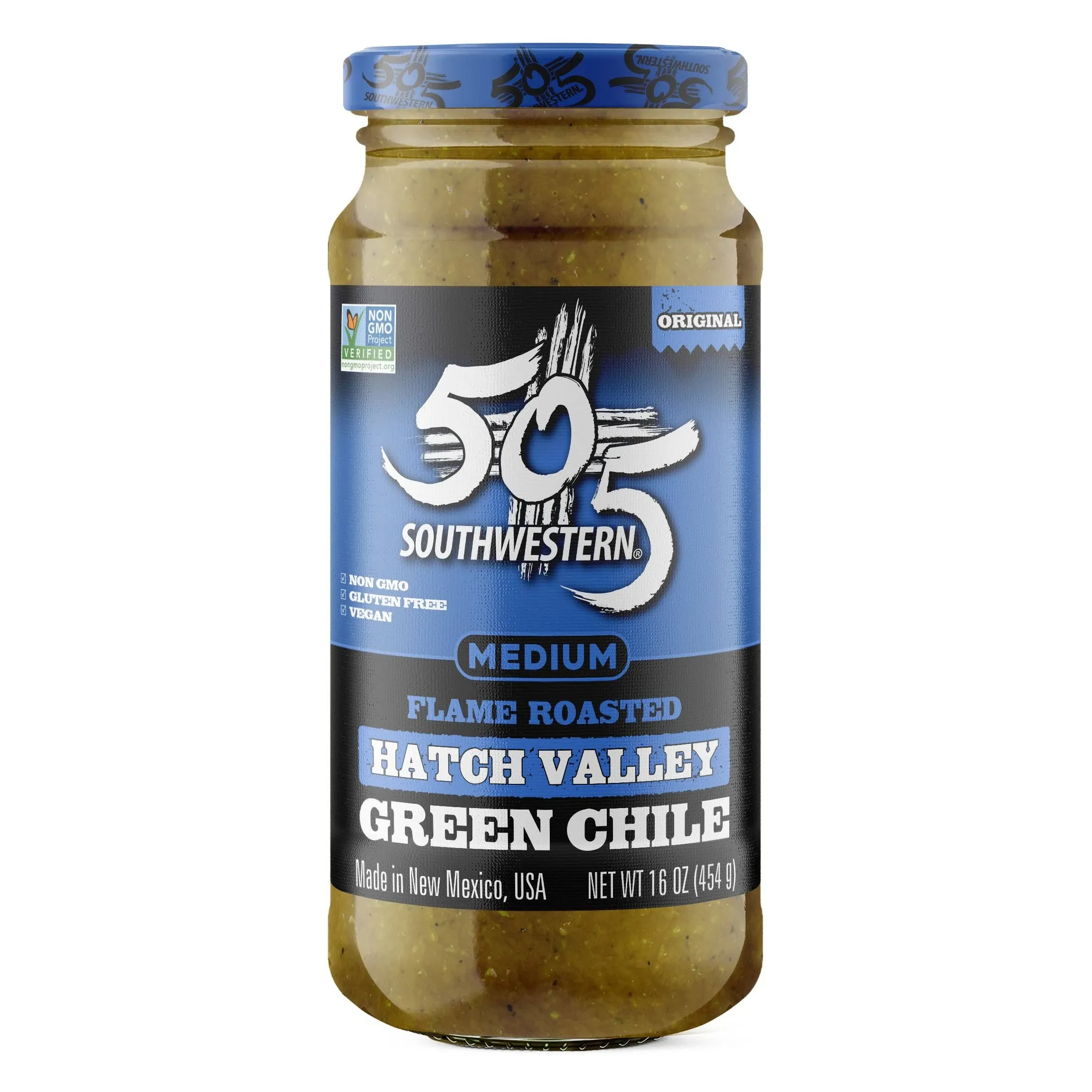 505 Southwestern Hatch Valley Flame Roasted Green Chile Medium 16 oz