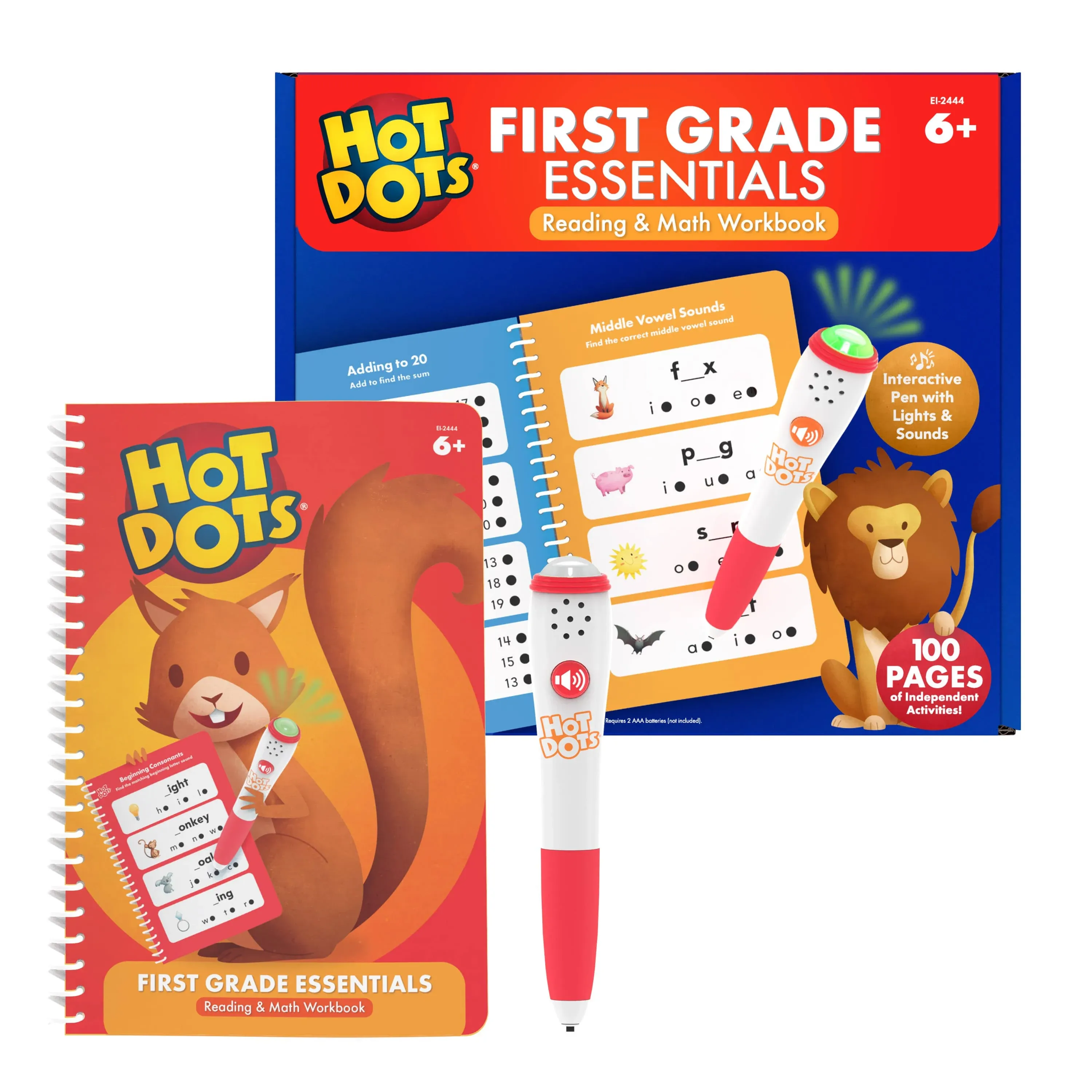 Educational Insights Hot Dots First Grade Interactive Math & Reading Workbook Set, Ages 6+