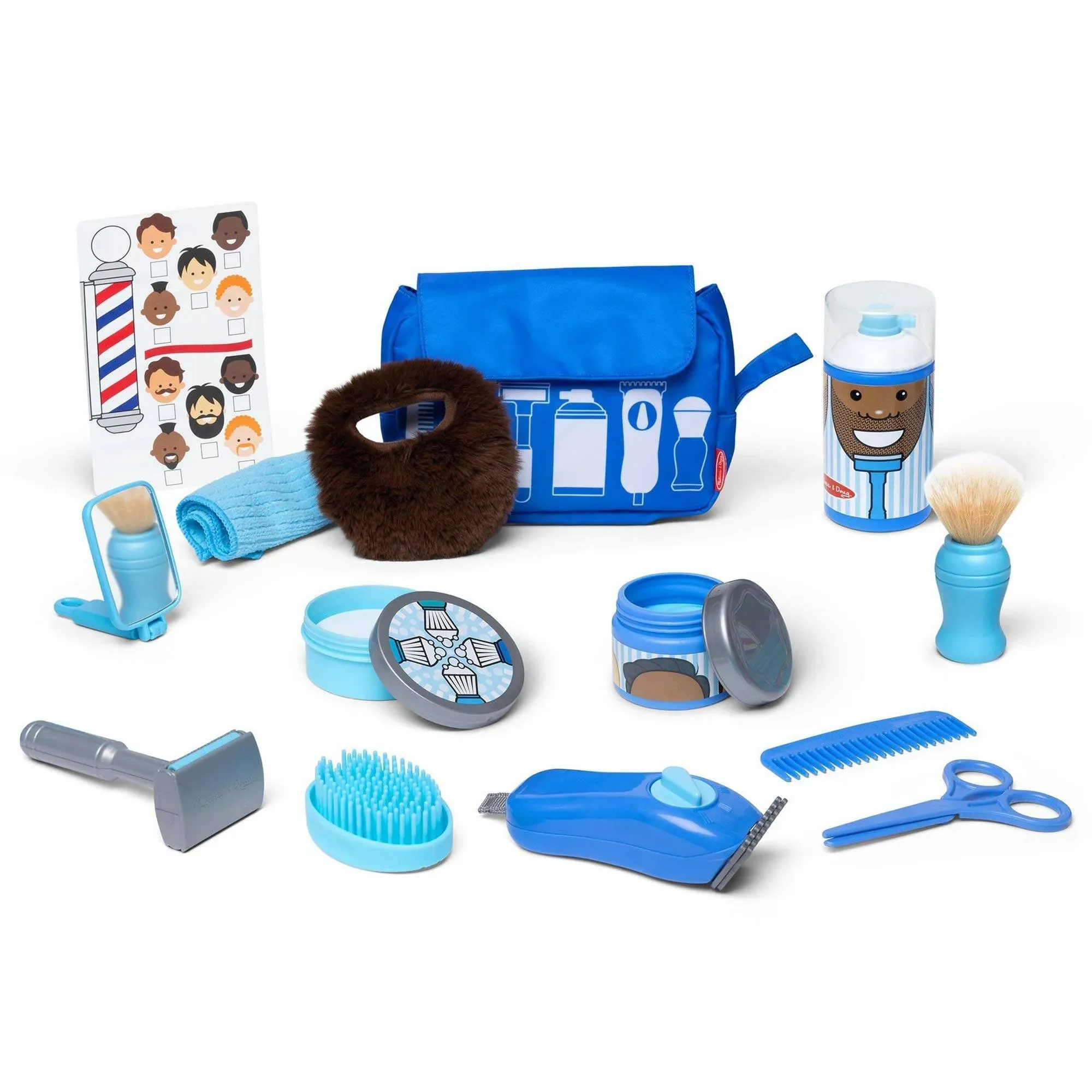 Melissa & Doug Barber Shop Pretend Play Set Shaving Toy for Boys and Girls Ages 3+ - Wearable Beard and Shave Accessories for Role Play