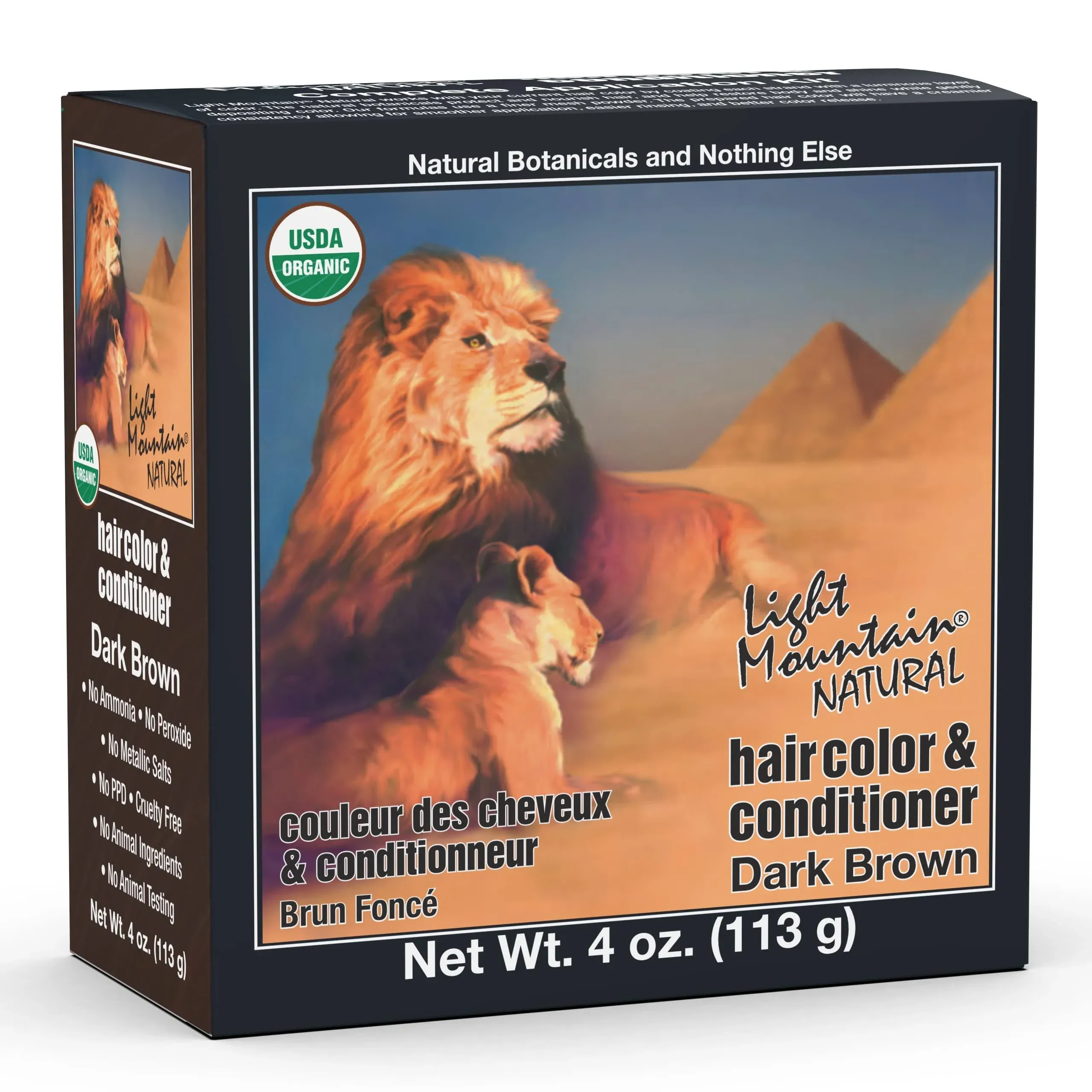 Light Mountain Henna Hair Color & Conditioner - Dark Brown Hair Dye for Men/Women, Organic Henna Leaf Powder and Botanicals, Chemical-Free, Semi-Permanent Hair Color, 4 Oz