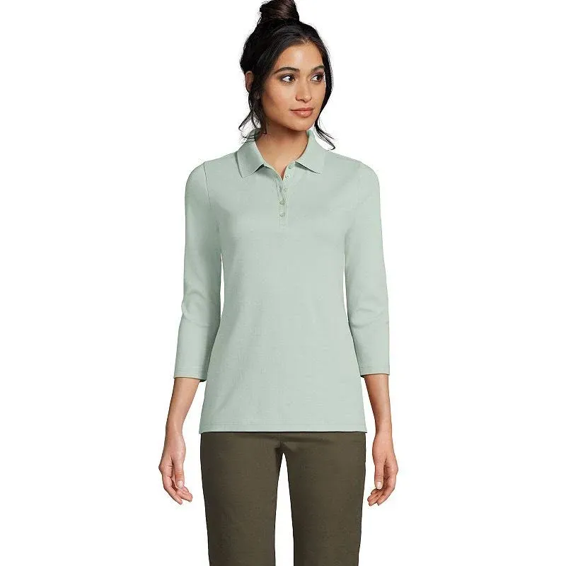 Women's Lands' End 3/4-Sleeve Interlock Polo