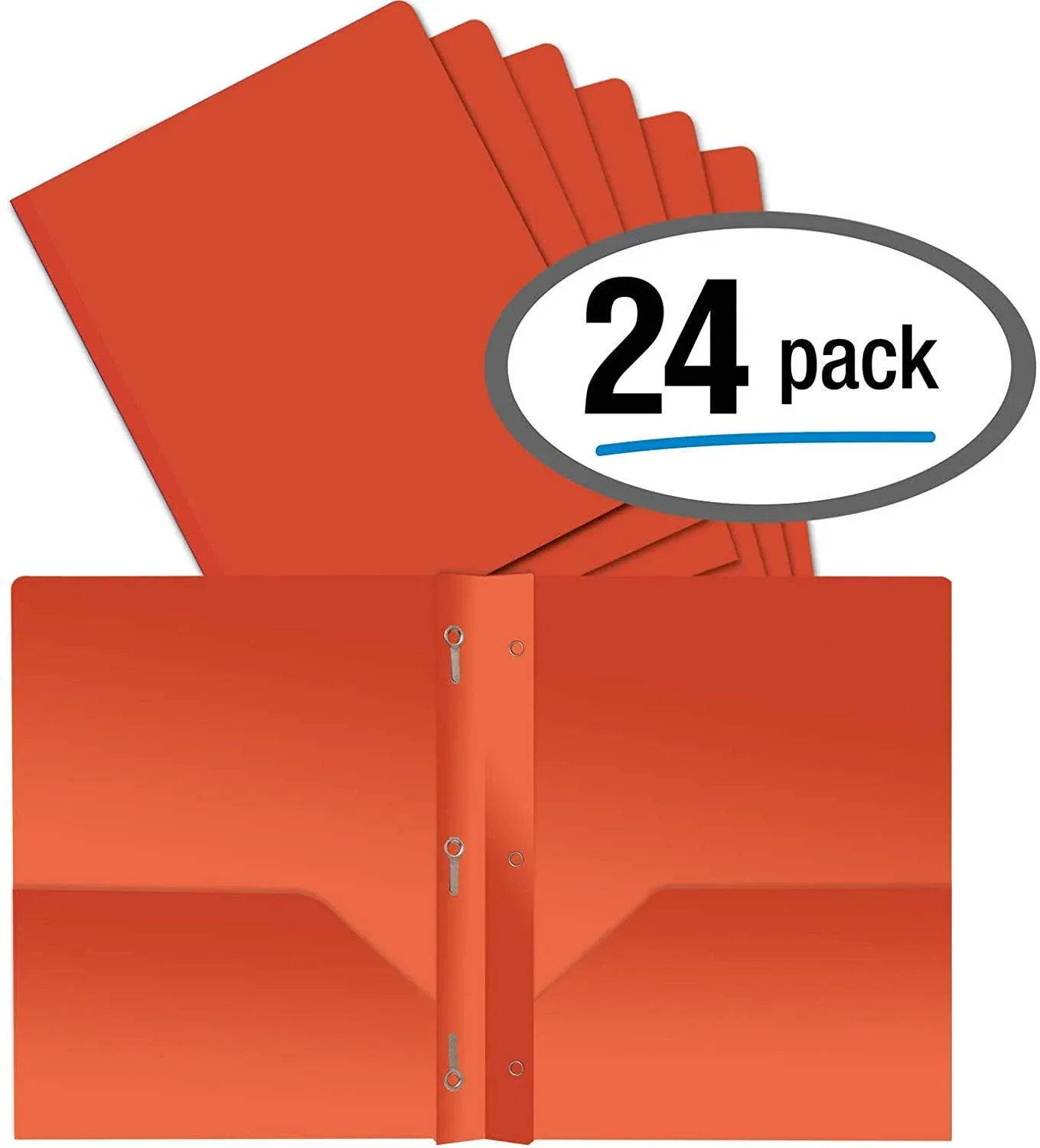 Orange Plastic 2 Pocket Folders with Prongs, Heavyweight, Letter Size Poly Folde